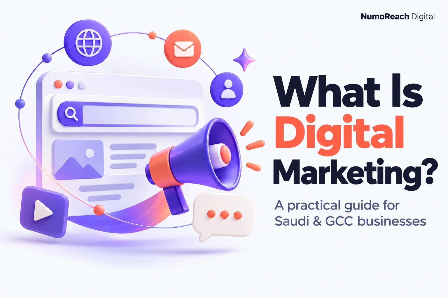 Digital marketing concepts with search, content, advertising and customer communication