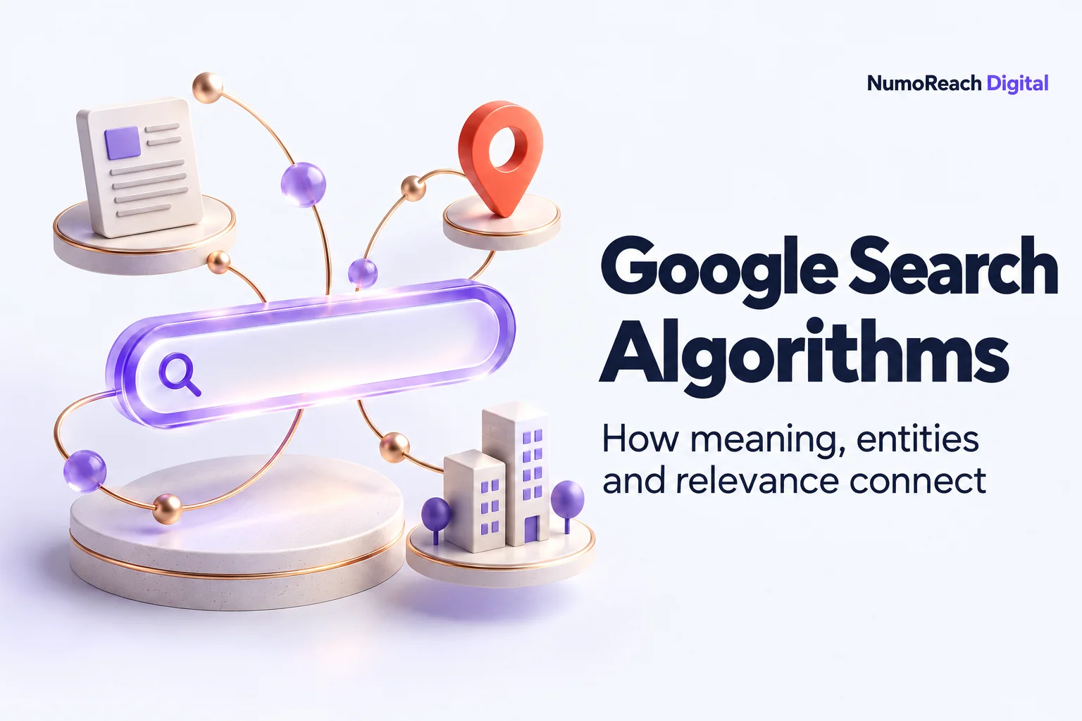 A search bar connected to content, location and business concepts